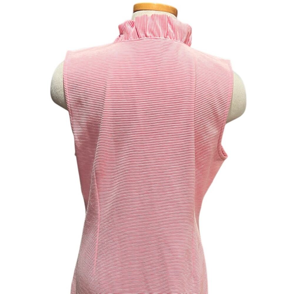 Talbots Plus Shift Dress Pink White Stripe Ruffle V Neck
Sleeveless Size 16 NWT - Picture 7 of 8